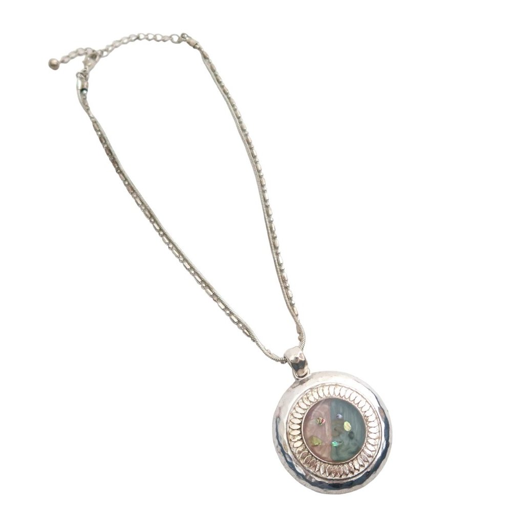 KC KEN CRAFT enamel round pendant Necklace